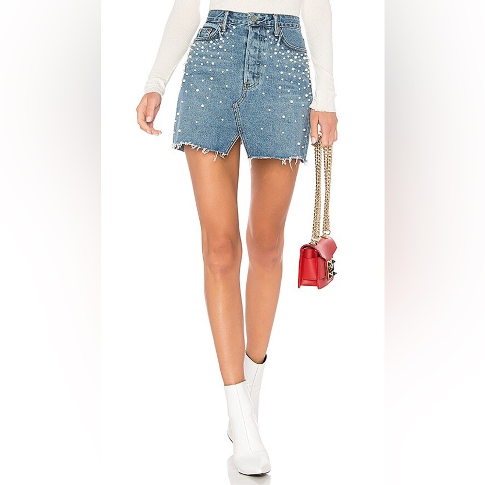 GRLFRND Milla Embellished A-Frame Skirt in Solstice